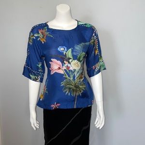 Vineet Bahl Anthropologie Silk Tropical Top EUC